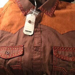 Coofandy Men's Brown Casual Button Down Shirt Men’s Size: Medium